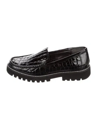 Pre-owned Donald Pliner Embossed Leather Loafers In Black