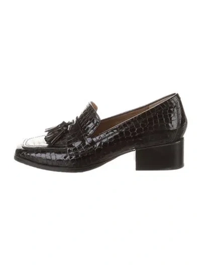 Pre-owned Donald Pliner Embossed Leather Tassel Accents Pumps In Black