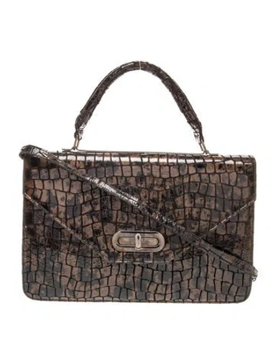 Pre-owned Donald Pliner Embossed Leather Top Handle Bag In Multicolor