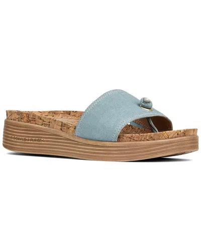 Donald Pliner Farrahspan Leather Wedge Sandal In Blue