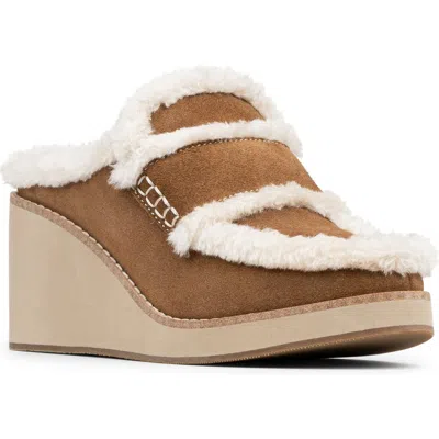 Donald Pliner Faux Shearling Lined Wedge Clog In Blue