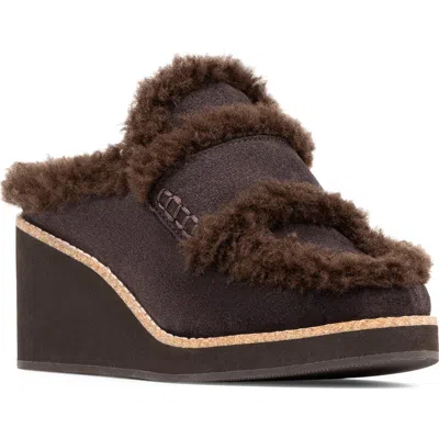 Donald Pliner Faux Shearling Lined Wedge Clog In Brown