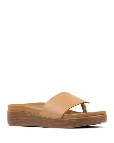 Donald Pliner Fifi Platform Demi Wedge Thong Sandals In Brown