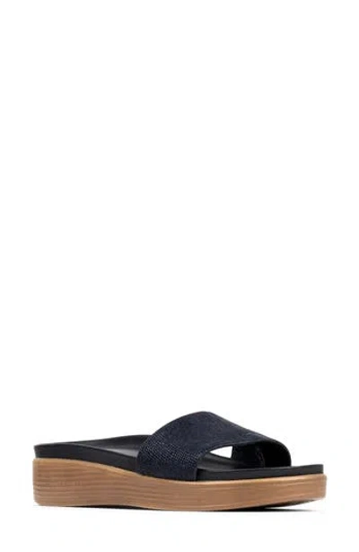 Donald Pliner Fiji Wedge Sandal In Navy