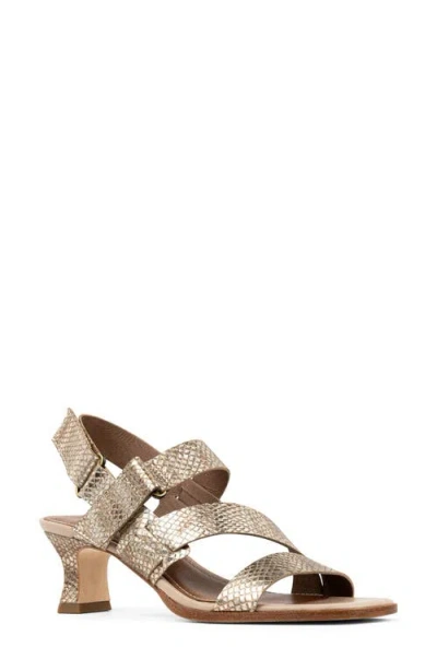 Donald Pliner Fisherman Kitten Heel Sandal In Platino Embossed