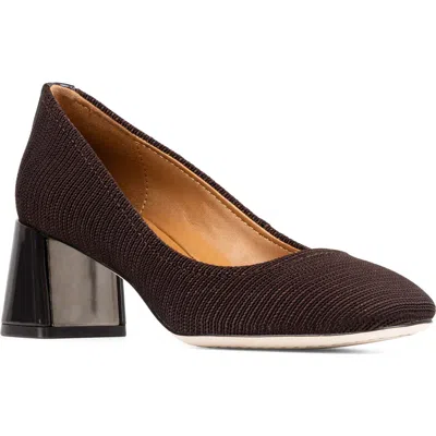 Donald Pliner Flared Block Heel Pump In Brown