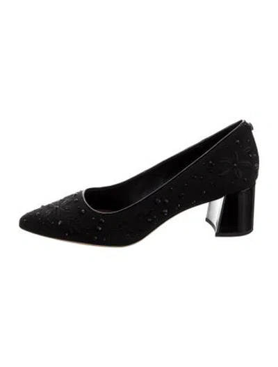 Pre-owned Donald Pliner Floral Print Pumps W/ Tags In Black