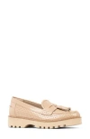 Donald Pliner Haarle Lug Sole Tassel Loafer In Sand