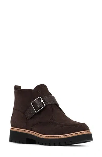 Donald Pliner Halina Leather Monk Strap Bootie In Brown
