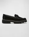 DONALD PLINER HELIOCS SUEDE CHAIN SPORTY LOAFERS