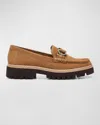 DONALD PLINER HELIOCS SUEDE CHAIN SPORTY LOAFERS