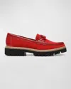 Donald Pliner Heliocs Suede Chain Sporty Loafers In Tomato