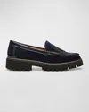 Donald Pliner Hope Velvet Flat In Navy