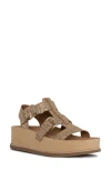 Donald Pliner Women's Slip On Buckled Platform Slide Flats In Camel/platino