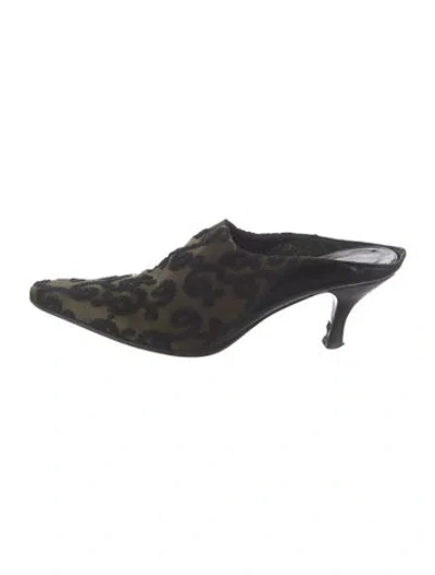 Pre-owned Donald Pliner Lace Pattern Mules In Green