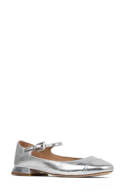 Donald Pliner Larro Cap Toe Mary Jane Flat In Silver