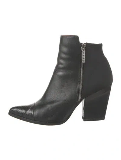 Pre-owned Donald Pliner Leather Animal Print Boots In Black