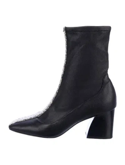 Pre-owned Donald Pliner Leather Animal Print Boots In Black