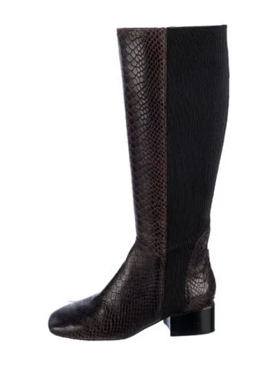 Pre-owned Donald Pliner Leather Animal Print Boots In Brown