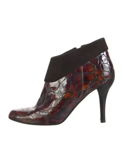 Pre-owned Donald Pliner Leather Animal Print Boots In Brown