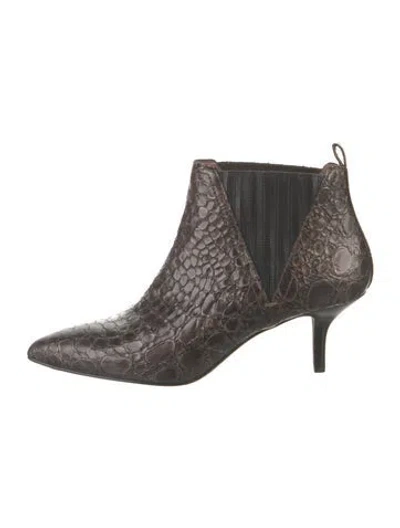 Pre-owned Donald Pliner Leather Animal Print Chelsea Boots In Brown