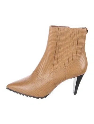 Pre-owned Donald Pliner Leather Animal Print Chelsea Boots In Brown