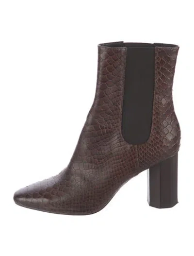 Pre-owned Donald Pliner Leather Animal Print Chelsea Boots In Brown