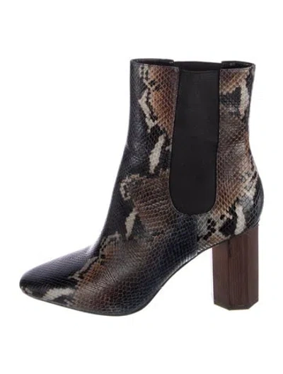 Pre-owned Donald Pliner Leather Animal Print Chelsea Boots In Neutrals