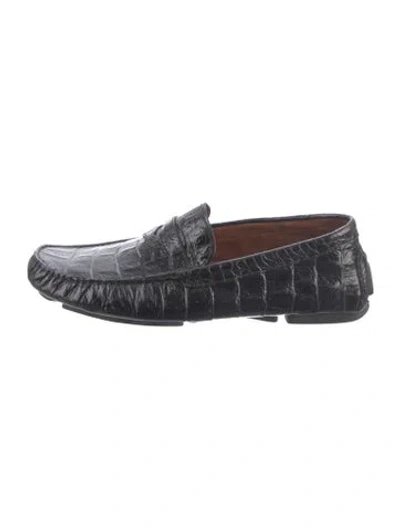 Pre-owned Donald Pliner Leather Animal Print Drivers In Blue