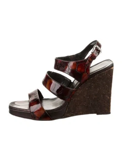 Pre-owned Donald Pliner Leather Animal Print Gladiator Sandals In Brown