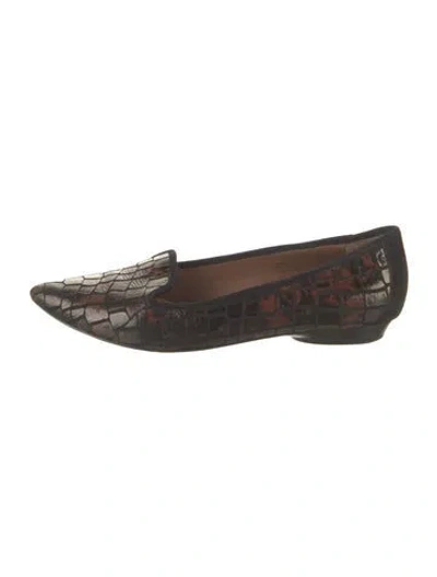 Pre-owned Donald Pliner Leather Animal Print Loafers In Black