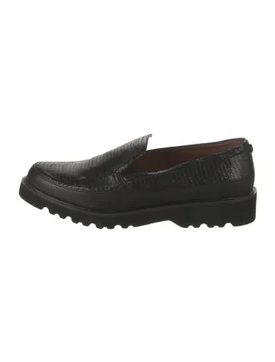 Pre-owned Donald Pliner Leather Animal Print Loafers In Black