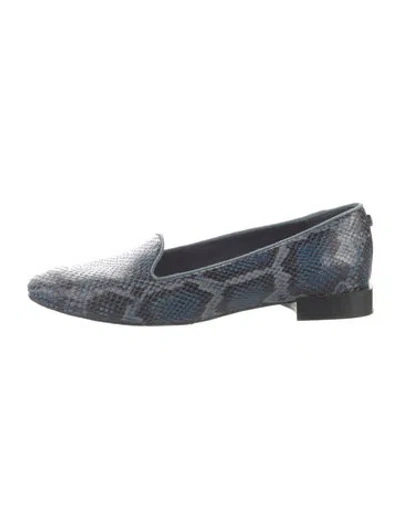 Pre-owned Donald Pliner Leather Animal Print Loafers In Blue