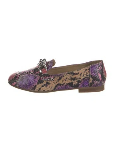 Pre-owned Donald Pliner Leather Animal Print Loafers In Purple