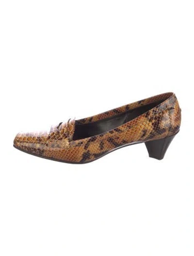 Pre-owned Donald Pliner Leather Animal Print Pumps In Brown