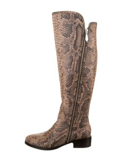 Pre-owned Donald Pliner Leather Animal Print Riding Boots In Black/brown
