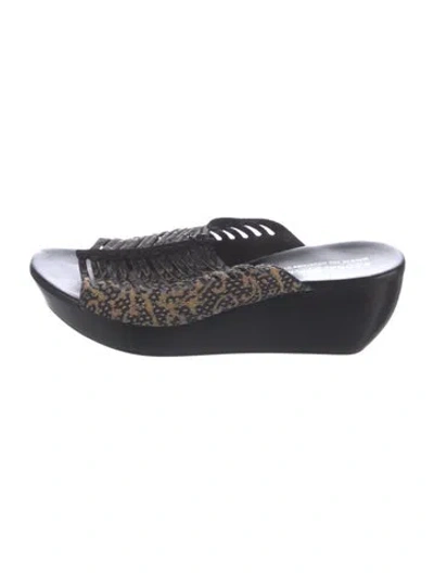 Pre-owned Donald Pliner Leather Animal Print Sandals In Black