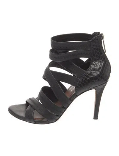 Pre-owned Donald Pliner Leather Animal Print Sandals In Black