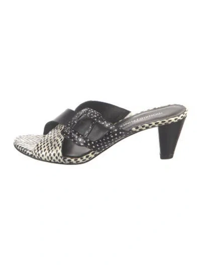 Pre-owned Donald Pliner Leather Animal Print Sandals In Black/white