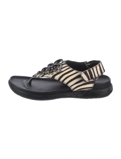 Pre-owned Donald Pliner Leather Animal Print Sandals In Blue