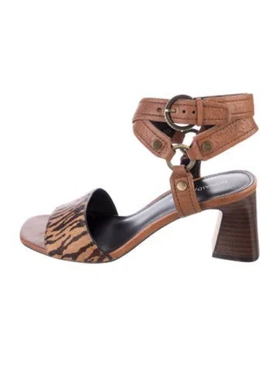 Pre-owned Donald Pliner Leather Animal Print Sandals In Brown