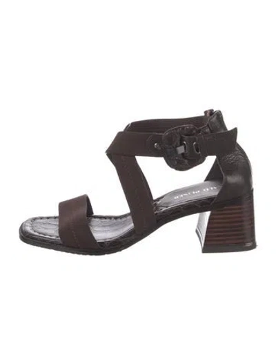 Pre-owned Donald Pliner Leather Animal Print Sandals In Brown