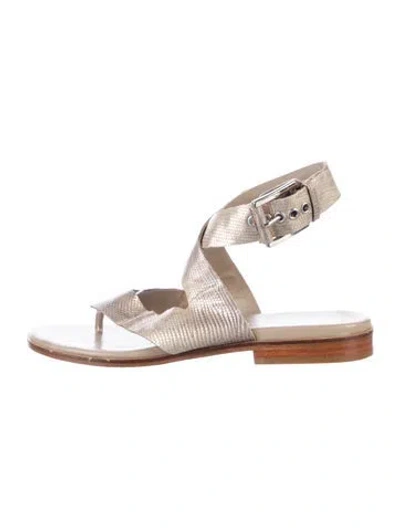 Pre-owned Donald Pliner Leather Animal Print Sandals In Gold