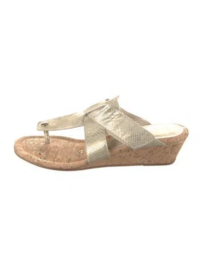 Pre-owned Donald Pliner Leather Animal Print Sandals In Neutral