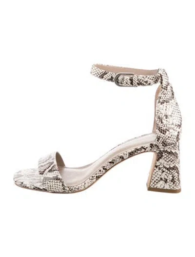 Pre-owned Donald Pliner Leather Animal Print Sandals In White