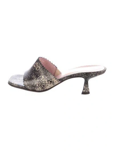 Pre-owned Donald Pliner Leather Animal Print Slides In Black