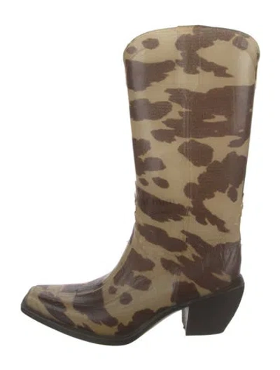 Pre-owned Donald Pliner Leather Animal Print Western Boots In Brown