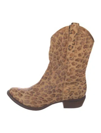 Pre-owned Donald Pliner Leather Animal Print Western Boots In Neutrals