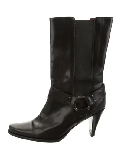 Pre-owned Donald Pliner Leather Boots In Black/green
