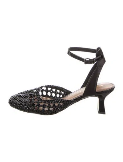 Pre-owned Donald Pliner Leather Braided Accents Slingback Pumps In Black